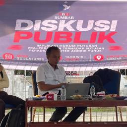 Diskusi Publik PBHI Sumbar Minta Uji Materi Pasal 74 UU TNI dan Peradilan Militer